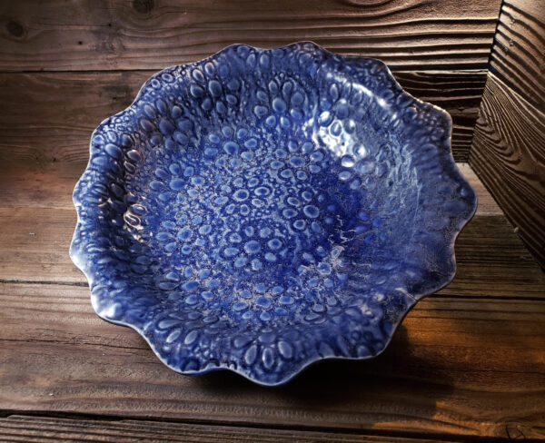Emmie Serving Bowl, Blue Purple With Rainy Day- Fondle These Bowls- Erik Mallory