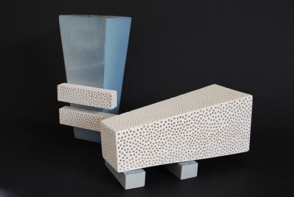 Paired Gray and White Vases - William Heiderich