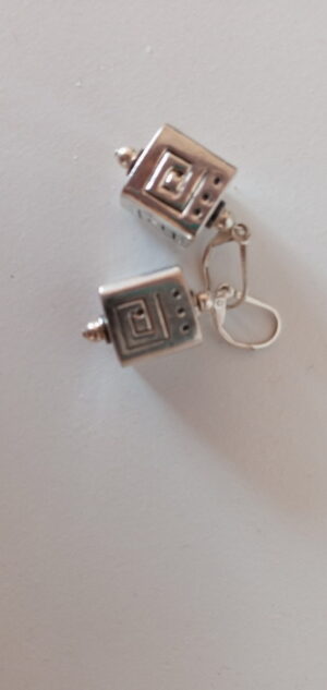 Tribal Cube Silver Earrings - Pat Lord