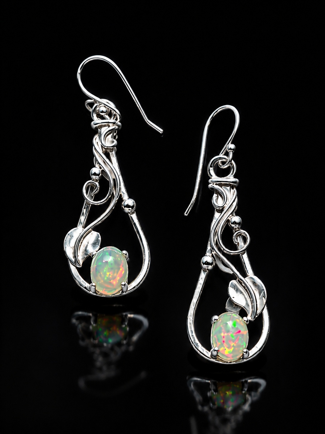 Opal Silver Earrings - Meg Black-Smith