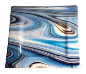 Blue Swirl Fused Glass Serving Platter - Carol Clark
